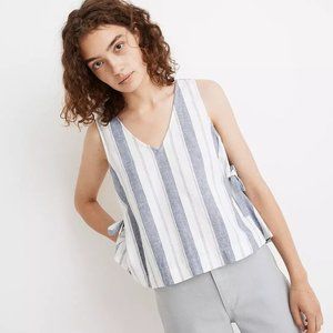 Madewell Linen-Blend Side-Tie Tank Top in Stripe